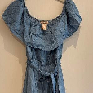 Flying Tomato Light Blue Asymmetrical Off-Shoulder Dress